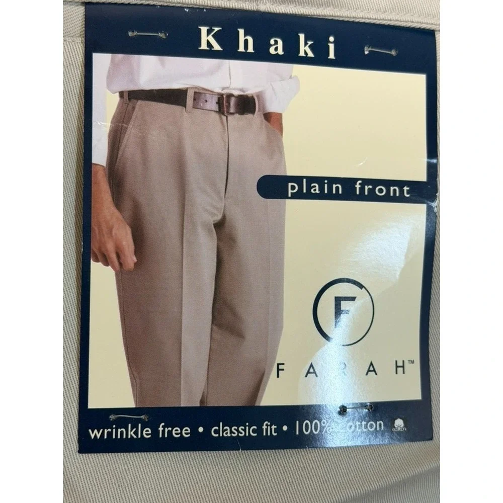 Lot of 2 Farah Khaki Pants Men 36x29 Black Beige NWT Classic Fit Plain Front